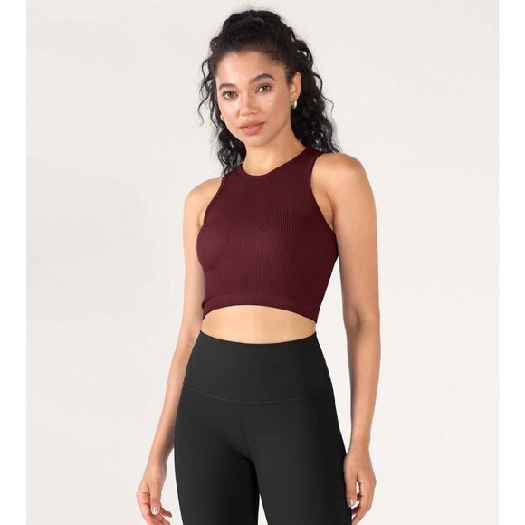 Ododos Women's Size Medium/Large Pack of 3 Seamless Ribbed High Neck Crop Tops - Picture 5 of 6